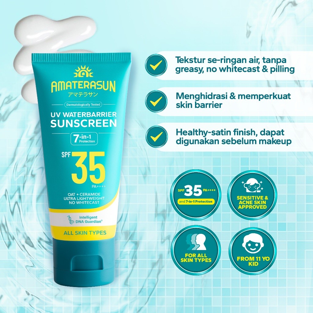 Amaterasun UV Waterbarrier Sunscreen SPF 35 PA++++ 40gr / Merah Jingga Official - Gambar 4