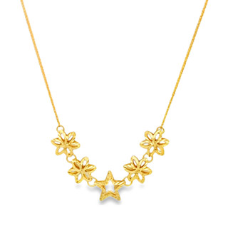 Top Cash Jewellery 916 Gold Flower & Star Necklace
