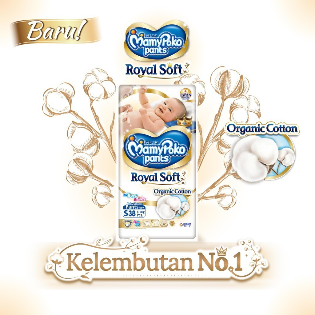 MamyPoko Royal Soft Organic Cotton - XL 34 - Popok Perekat - 2 Packs - Super Jumbo - Gambar 2