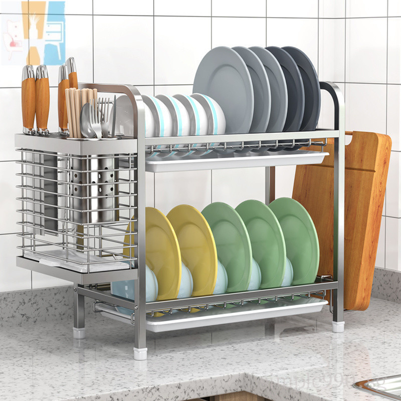 Dish Rack Drain304Stainless Steel Kitchen Storage Drain Bowl Plate ...