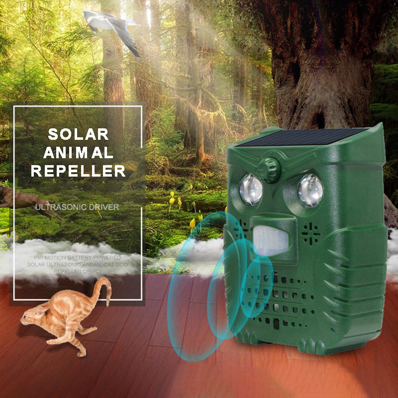 Ultrasonic Animal Cat Repeller Dog Deterrent Squirrel Driver Solar ...