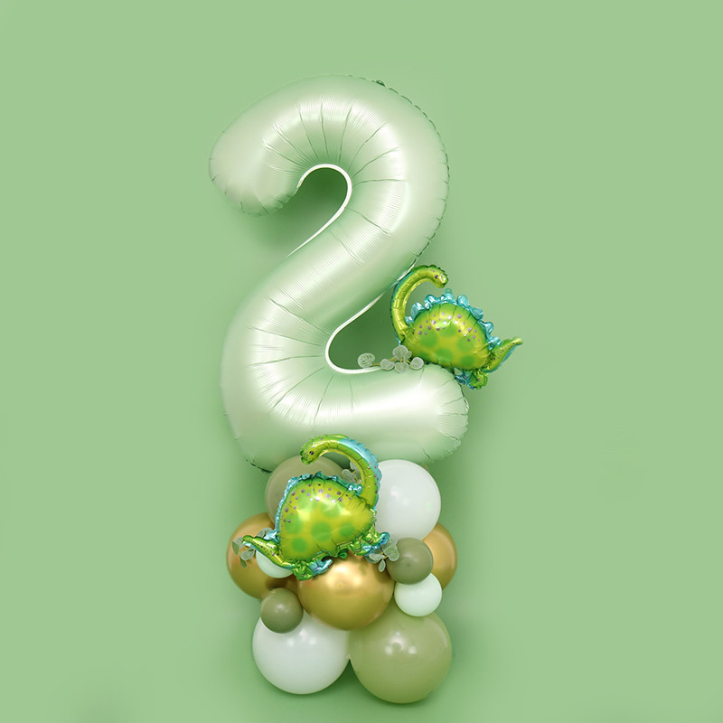 Dinosaur Birthday Decorations Large Sage Green Number Balloon Column