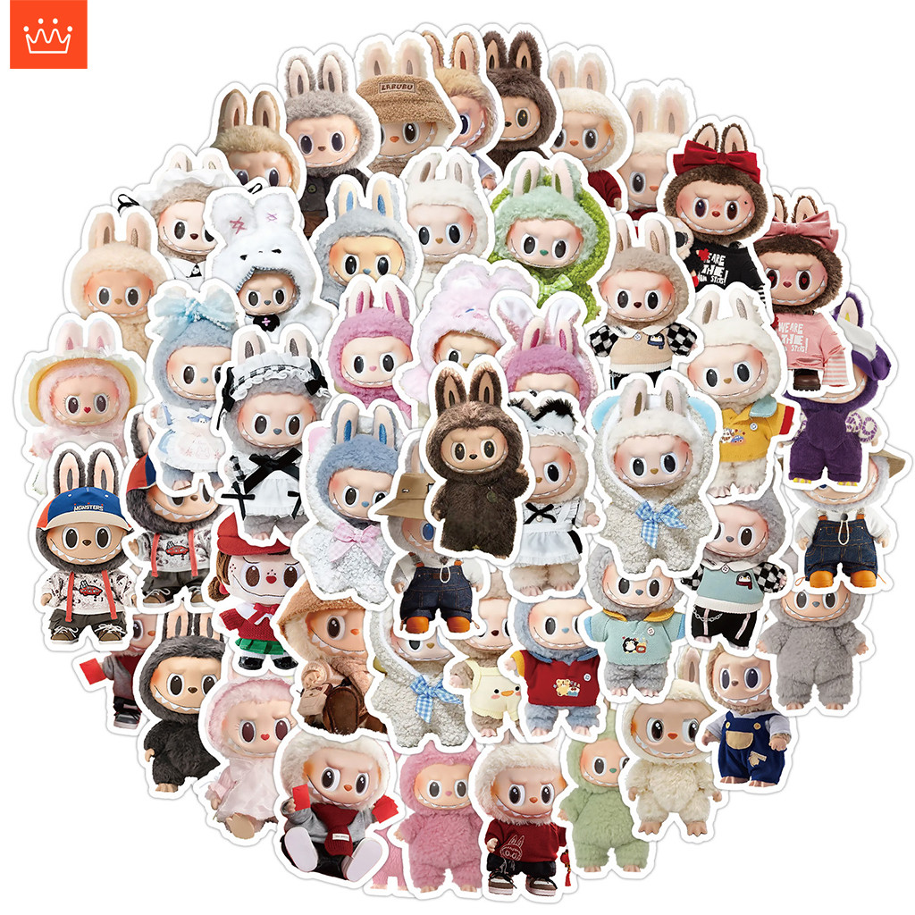 J· Labubu Stickers Set Cartoon Graffiti Waterproof Decals Pack, 50 pcs ...