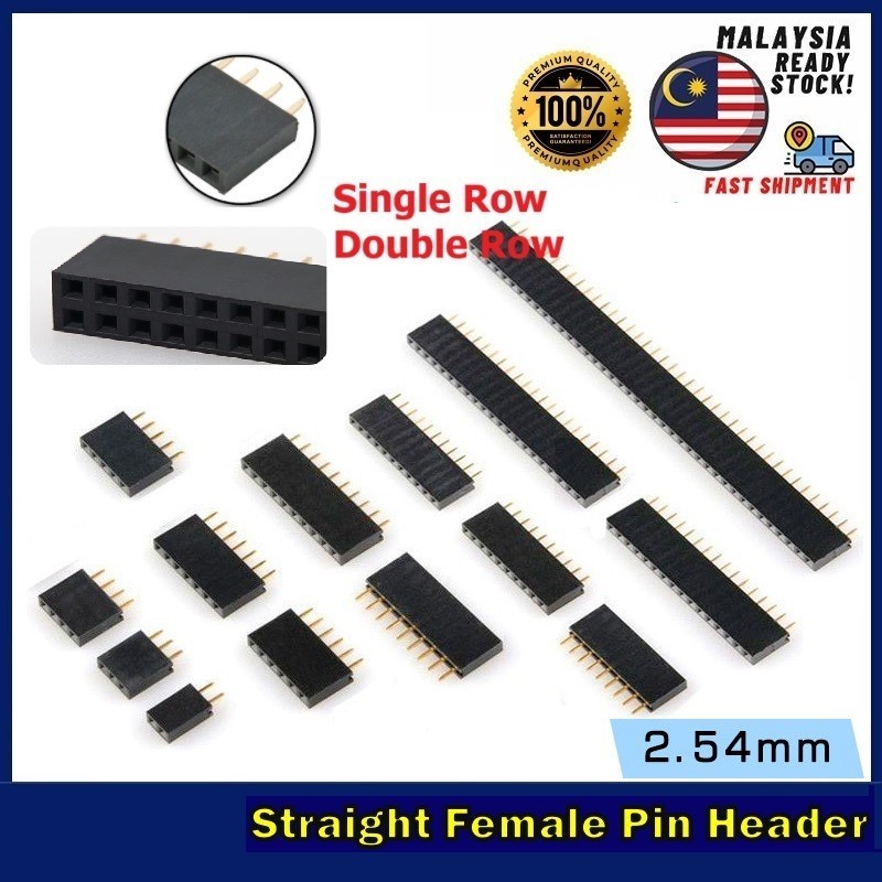 Straight Pin Header [FEMALE] Single / Double Row 2p/3p/4p/5p/6p/8p/10p ...