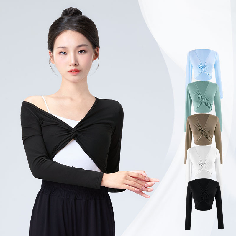 Ballet Jacket Adult Crop Top Coat Cotton Long Sleeve Dance Shirt for ...