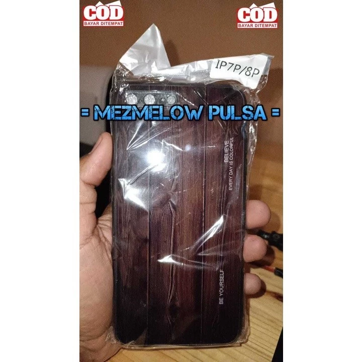 Casing Wood Grain Glass Motif Kayu Caseng Hard Case IPHONE 7 BIASA / IPHONE 8 BIASA - Gambar 2