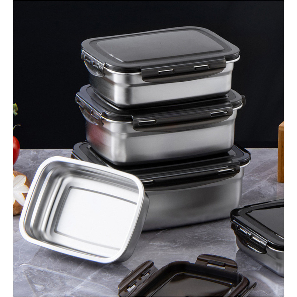 Stainless Steel Tupperware Box Lunchbox Leak Proof Sealed Lid Sturdy ...