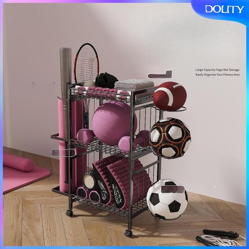 [dolity] Mat Storage Rack with Caster Wheels Gym Accessories Weight ...