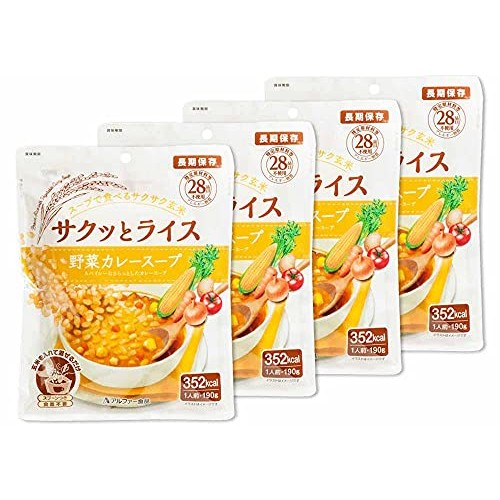 Alpha Foods Crispy Rice Vegetable Curry Soup 190g x 4 pieces Emergency ...