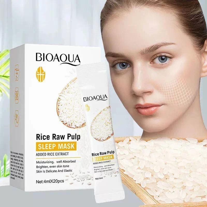 BIOAOUA Rice Raw Pulp Sleep Mask Moisturizing Rejuvenating Disposable ...