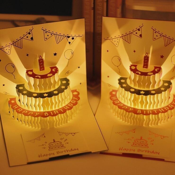 Carte Joyeux Anniversaire 3D Pop-up Gâteau - Cadeau D'anniversaire, Neuf Multicolore