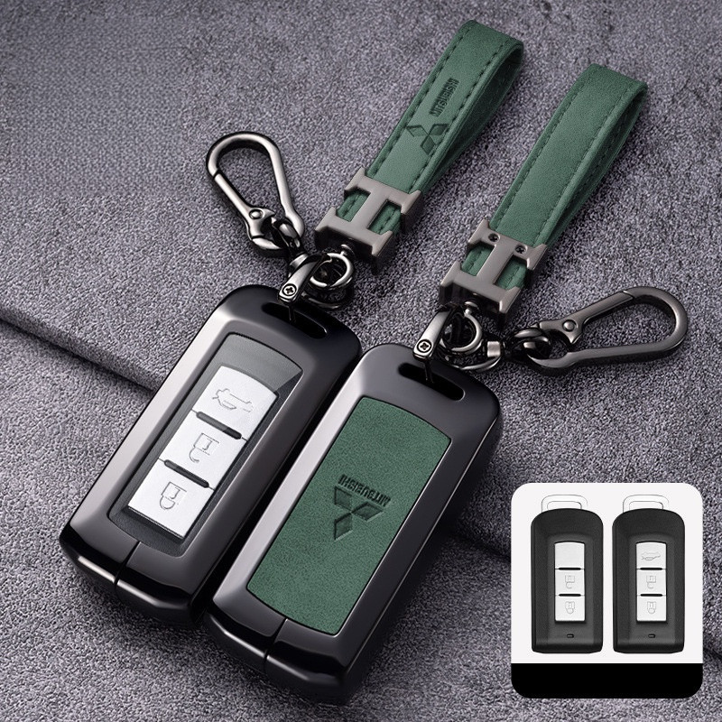Custodia Portachiavi In Pelle Per Auto Mitsubishi Outlander, ASX, Colt, Lancer, Grandis, Pajero Sport, Protezione Telecomando Con Portachiavi