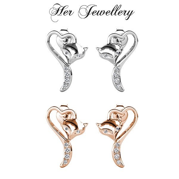 Her Jewellery Fox Love Earrings Luxury Crystal Embellishments with 18K Gold plating Shopee Singapore