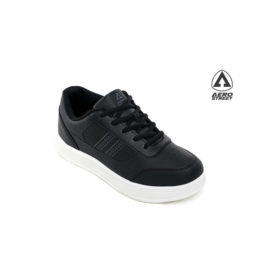 Aerostreet 31-36 Airstrike Putih Hitam Hitam - Sepatu Sneaker Casual Sekolah - Gambar 2
