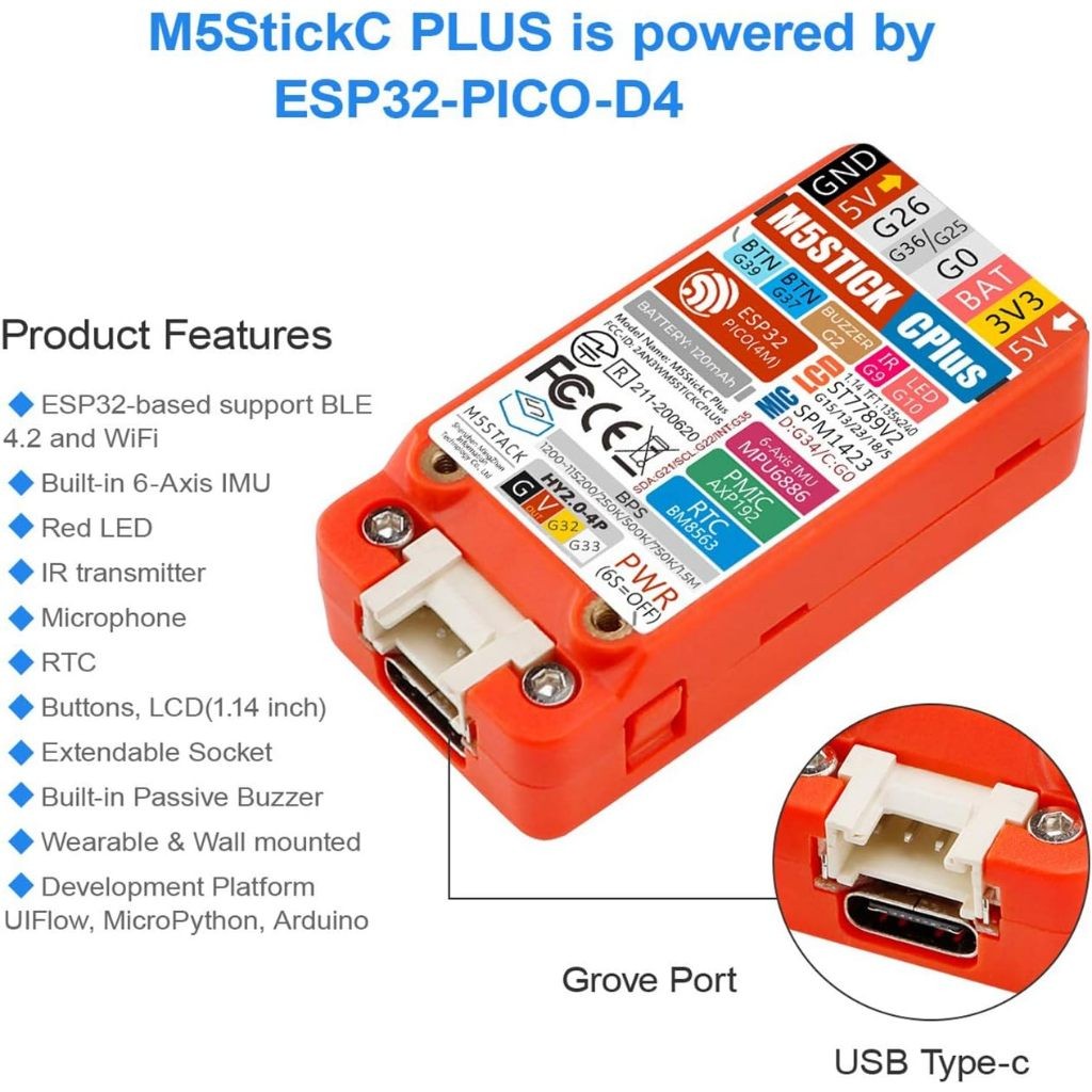 Mini Development Tool M5Stack Official M5StickC PLUS2 ESP32 Iot2 IoT ...