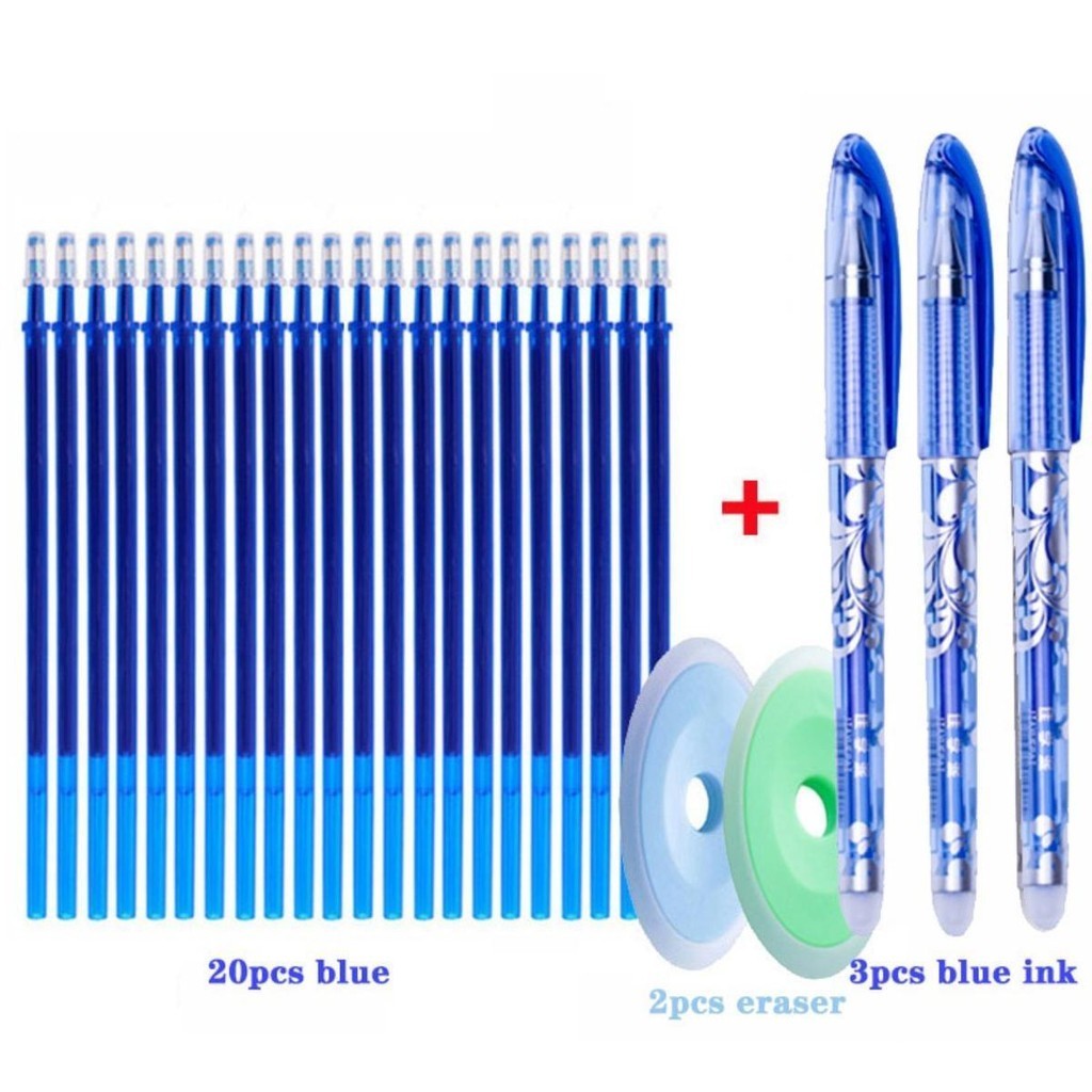 3 Pen+20 Refill+2 Eraser Set Colored Ink Erasable Pen Refills Rods 0 ...