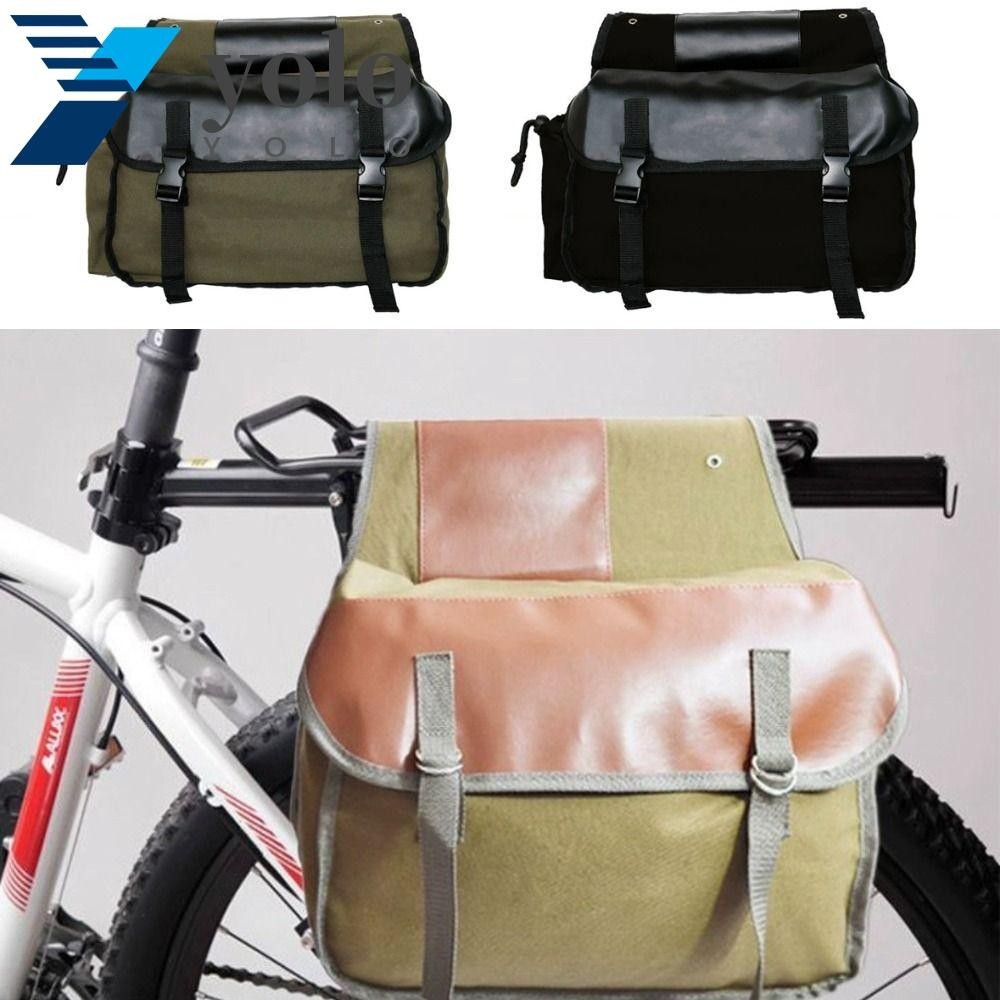 YOLO Bicycle Bag, Canvas Durable Bike Back Seat Pannier, Luggage