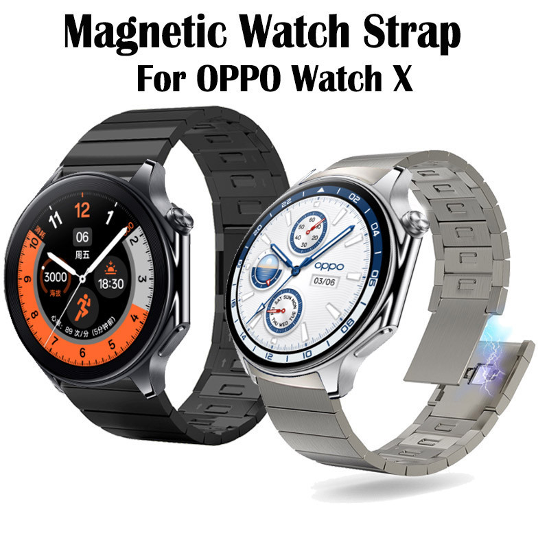 New Upgrade Magnetic Buckle Link For Oppo Watch X Metal Stainless Steel Bracelet Strap For Oppo Watch X Smart Watch Band Shopee Singapore