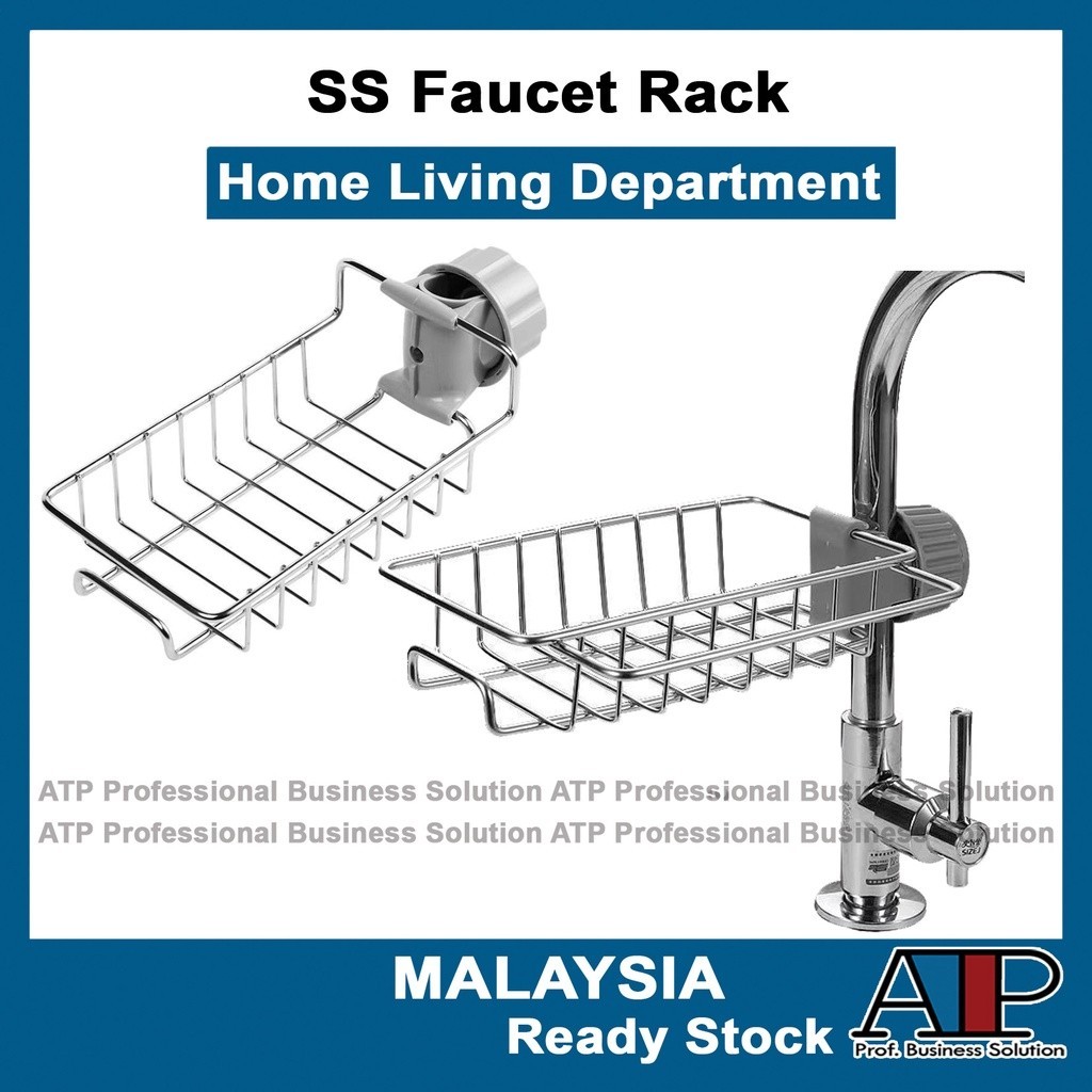 Tap💧 Stainless Steel Faucet Storage Sink Rack Sponge Holder Rak Sabun ...