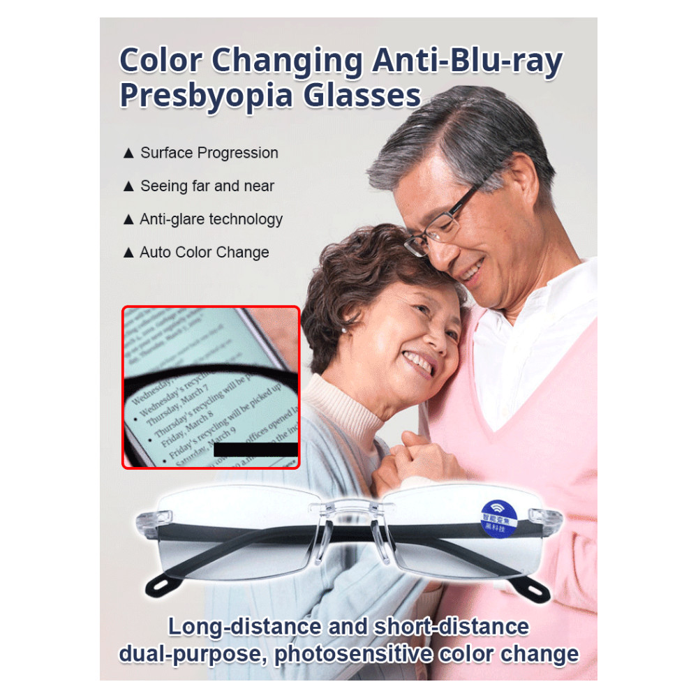 [Japanese Tech] Color Changing Anti Blue Light Presbyopia Glasses ...