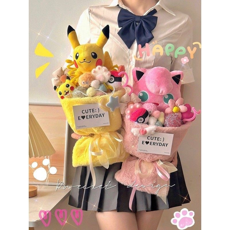 Pikachu Cartoon Doll Bouquet Pokmon Doll Toy Flower Creative Cute Birthday  Gift for Girlfriend Tanabata | Shopee Singapore