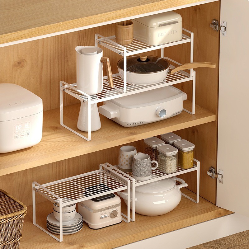 Stackable Kitchen Cabinet Counter Shelf Organizer Cupboard Stand Pantry ...