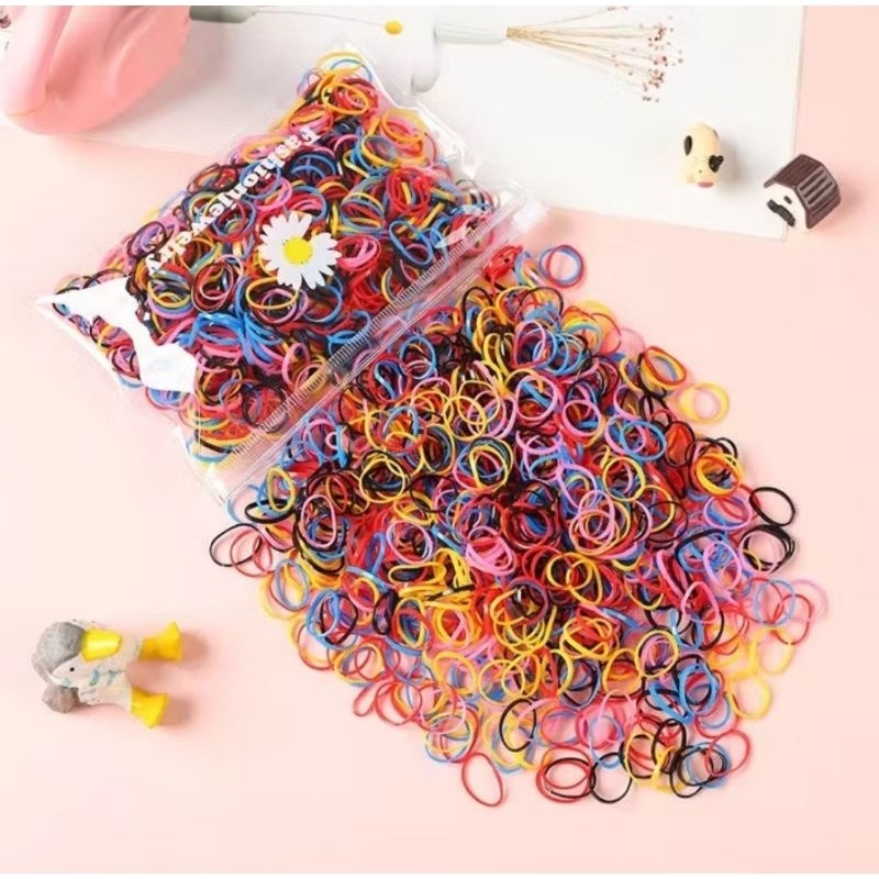 1000PCS Ikat Rambut Anak Karet Jepang Pouch Elastis Warna Model Korea Aksesoris Fashion Scrunchie Mini Lucu A190 - Gambar 4