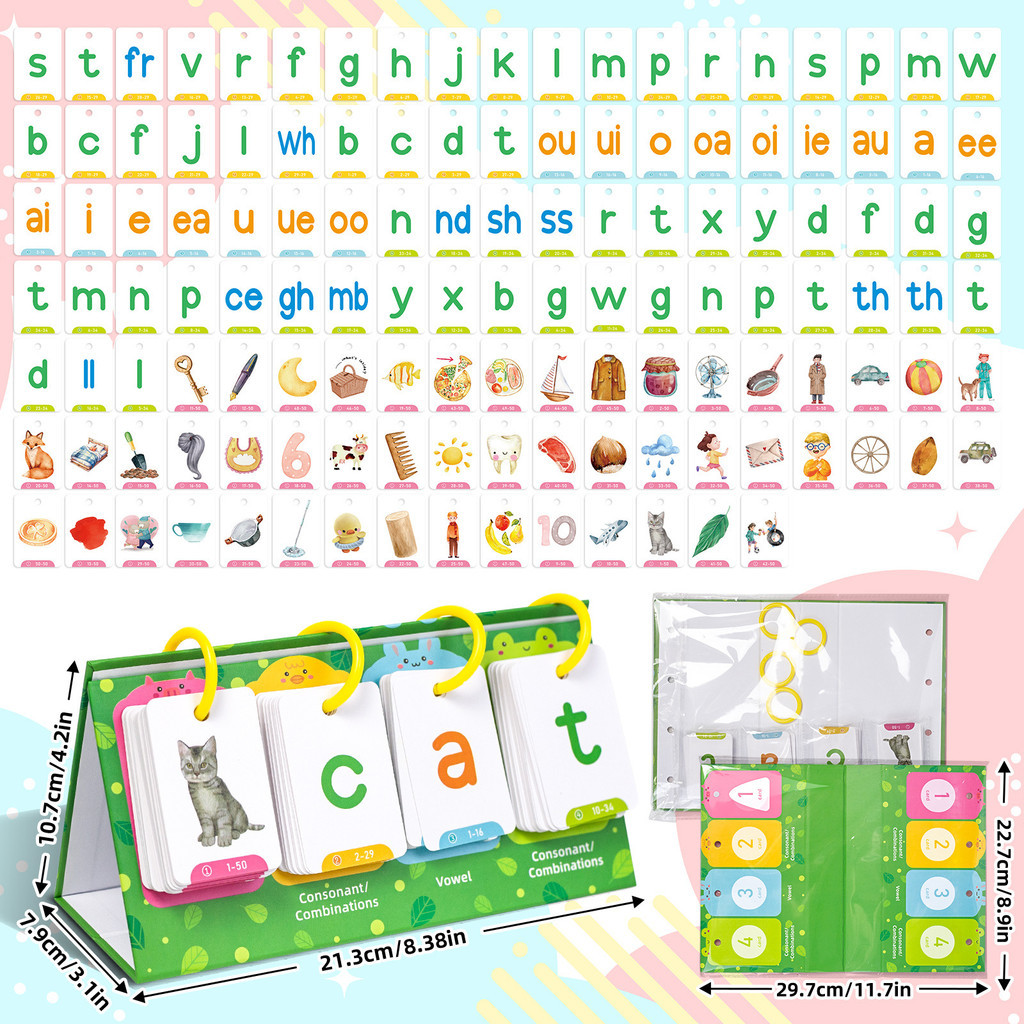 Phonics English Flash Card CVC Words Vowel Consonant Educational ...