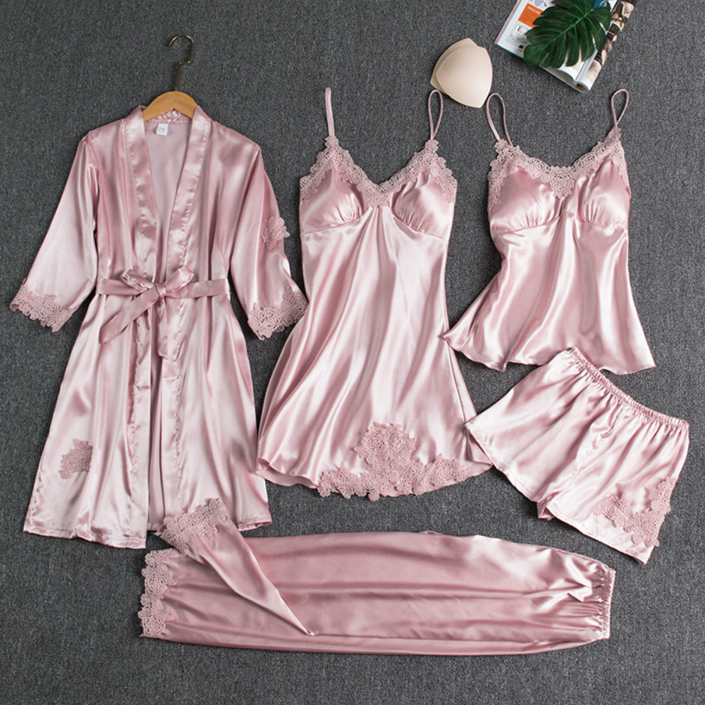 5 piece silk pajama set hotsell