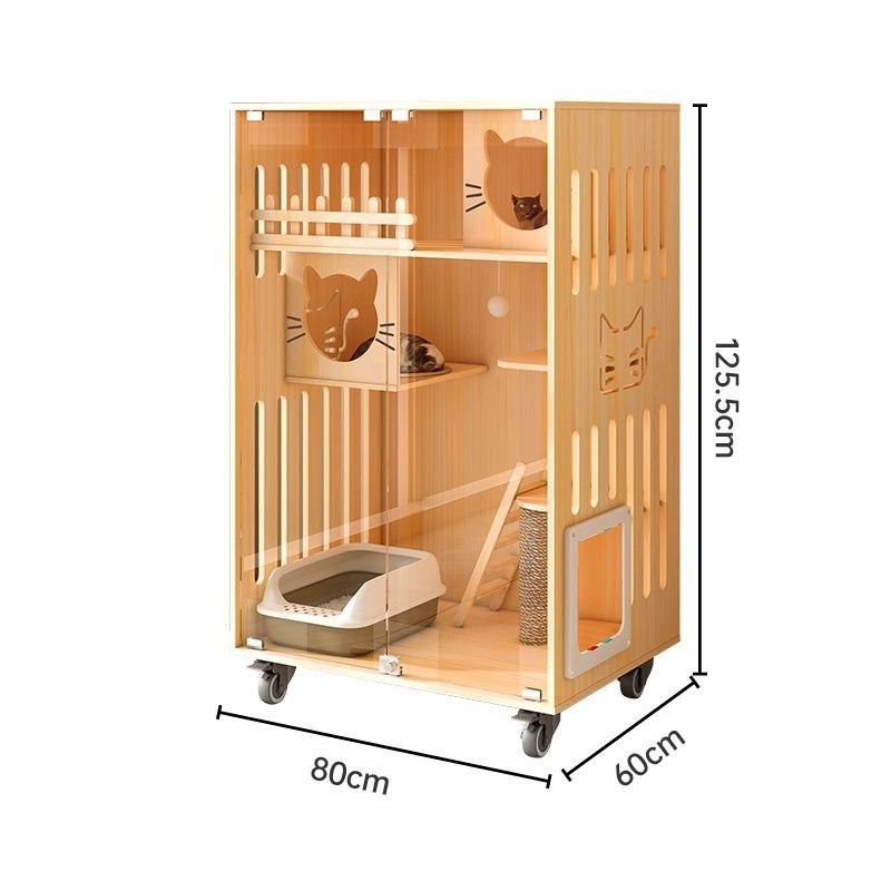 Cat Nest Solid Wood Panoramic Cat Villa Home Indoor Cat House Luxury 