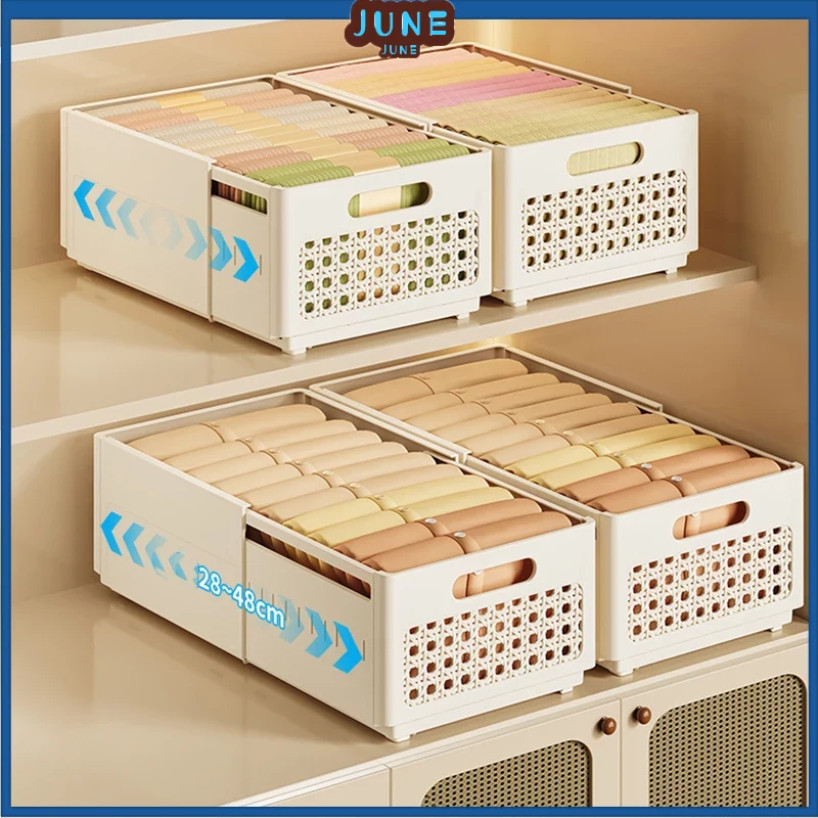 28-48cm Extendable Storage Basket Multipurpose Adjustable Clothes ...