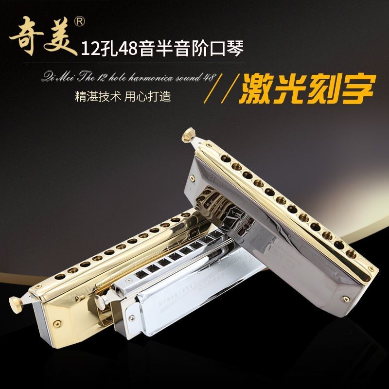 Qimei Chromatic Scale Harmonica12Hole48Sound16HoleCTune Harmonica ...