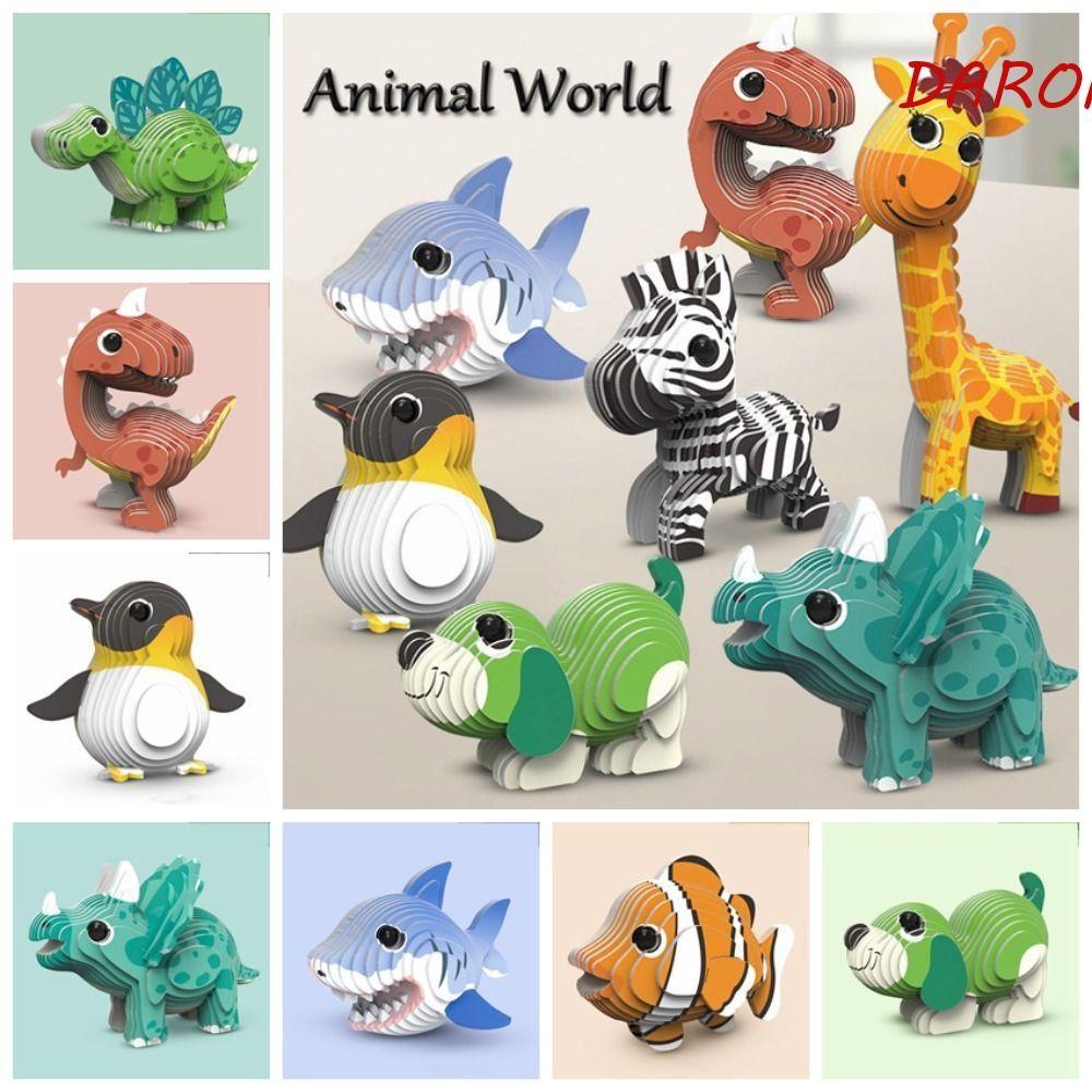 DARON 3D Paper Puzzle Animal Model Toy, Dinosaur Giraffe Animal 3D ...