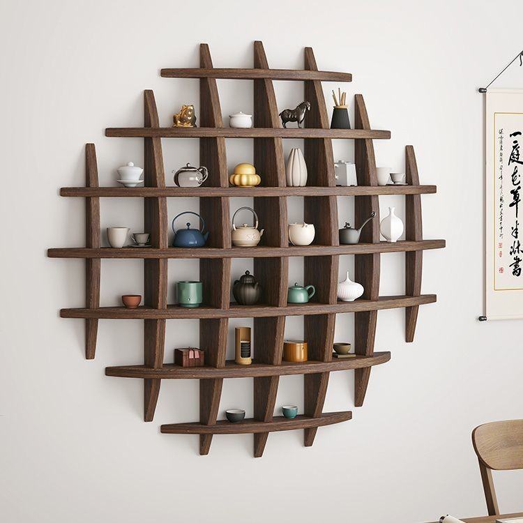 [48H Shipping] 1067Wall-Mounted Solid Wood Modern Simple Curio Cabinet ...