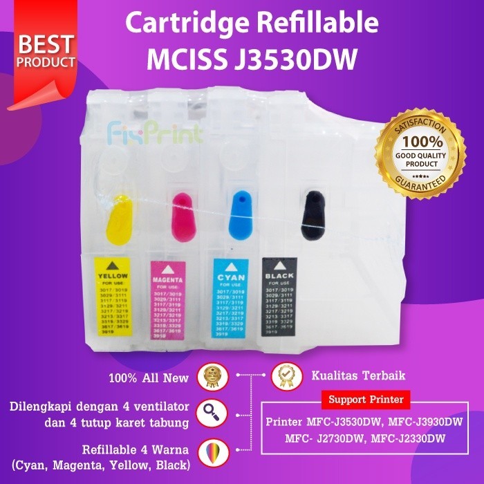 FixPrint CISS MCISS Cartridge Compatible LC3617 LC-3617 LC3017 Infus Kompatible Dengan Printer Printer MFC-J3530 J3530 J3930dw J2730 J2330 - Gambar 3