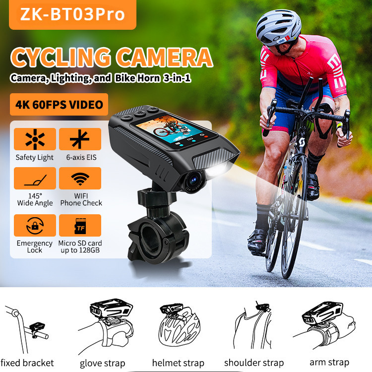 ZKBT03Pro 4K Bike Helmet Action Camera HD Screen Motorcycle Bicycle