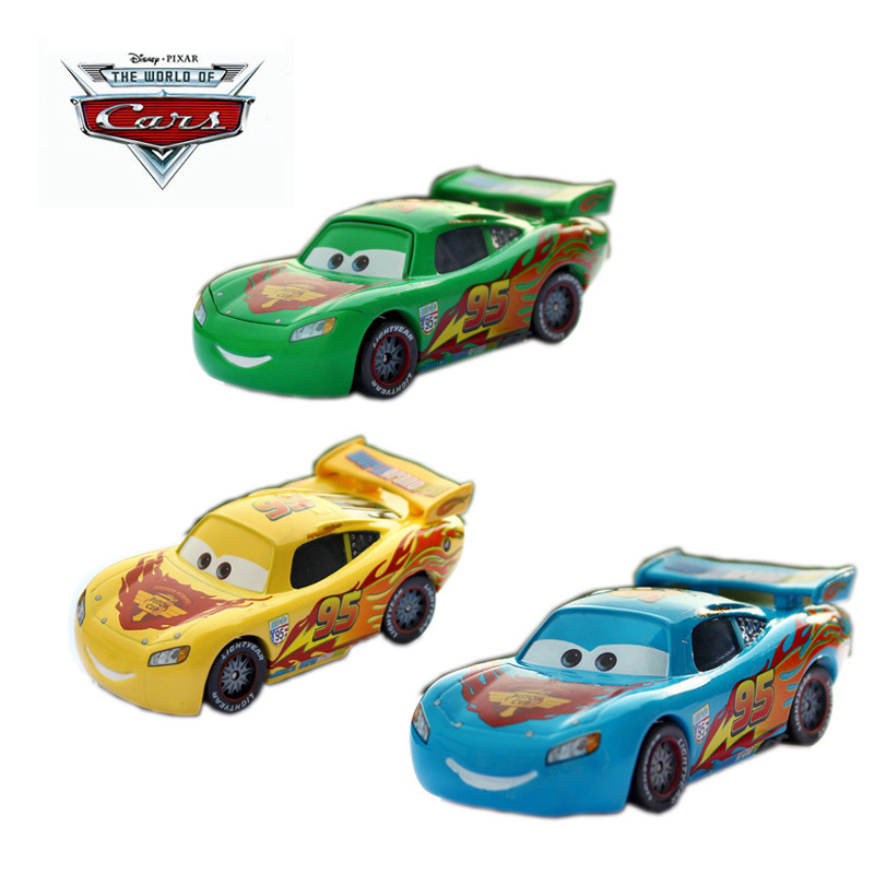 1 55 Disney Pixar Cars Limited Edition Lightning McQueen Yellow Blue Green Diecast Metal Car Shopee Singapore