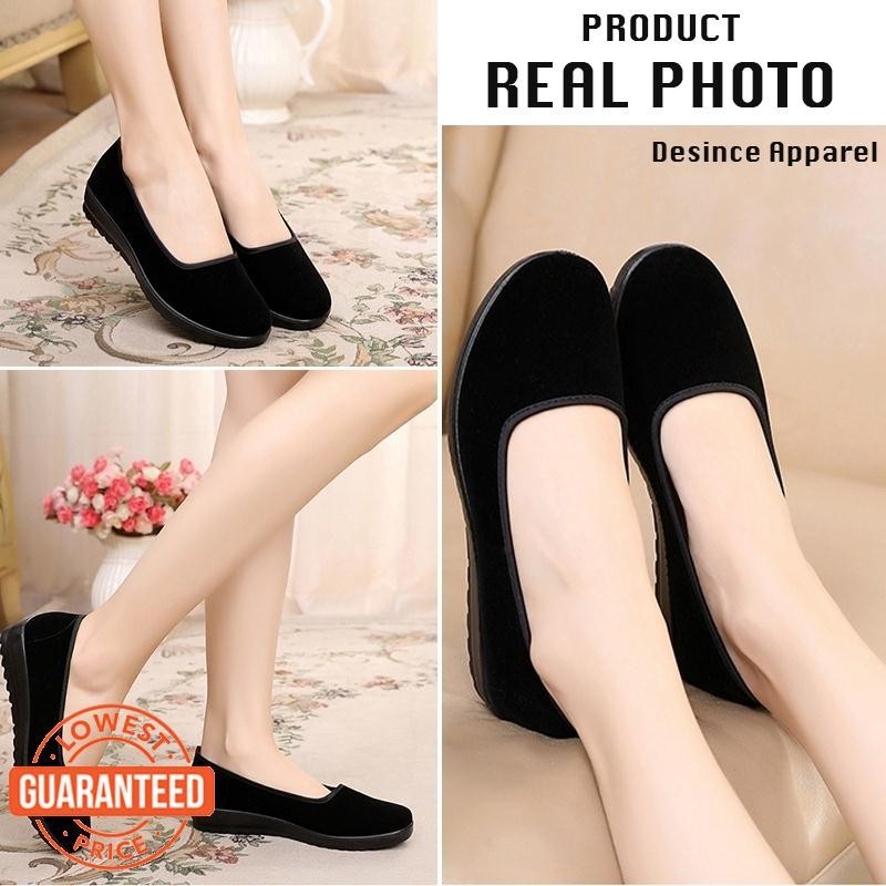 LS5 Women s Office Covered Shoes High Heels Wedge Heel Formal Shoes Business Casual Black Shoes Small Cloth Shoes Shopee Singapore