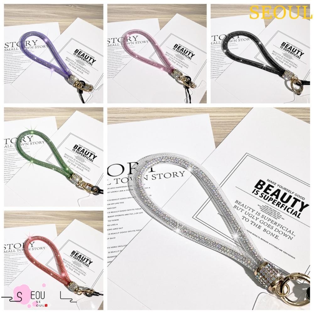 SEOUL Mobile Phone Rope, Handheld Short Wrist Style Glitter Rhinestone ...