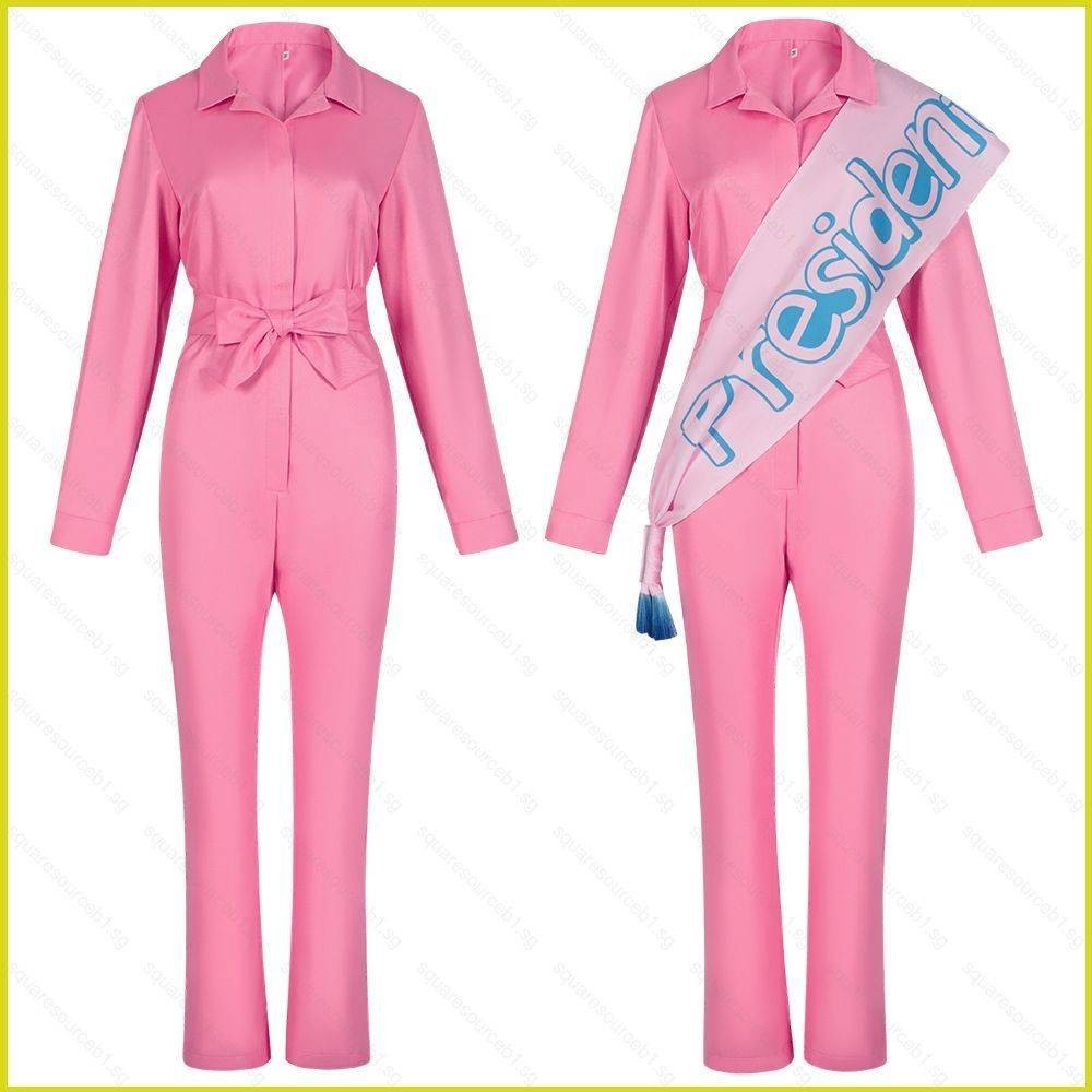 squar1 Movie Barbie Cosplay Pink Jumpsuit Belt Accessories Set Woman ...