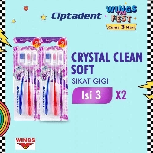 Ciptadent Sikat Gigi Crystal Clean Soft Kotak Isi 3 Pcs x2 - Gambar 3