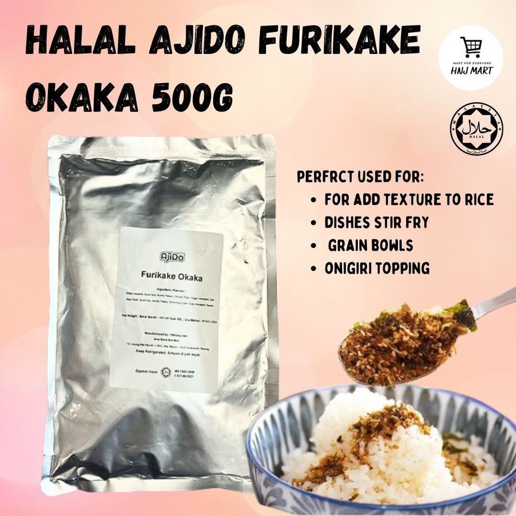 HALAL AJIDO FURIKAKE OKAKA 500G Japanese Rice Seasoning Powder with