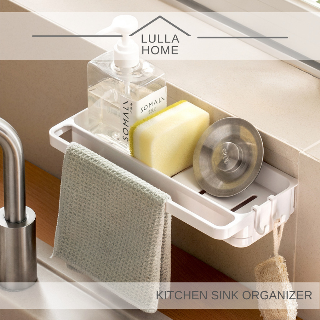 LullaHome Wall Mounted Kitchen Sink Caddy Organizer Sponge Soap Brush Holder Sponge Rack Shopee Singapore