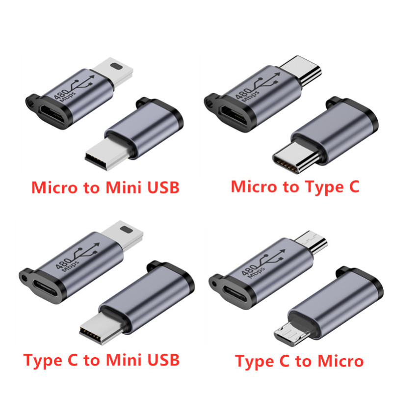 Type C Female to Micro USB/TypeC Female to Mini USB/Micro USB Female to ...