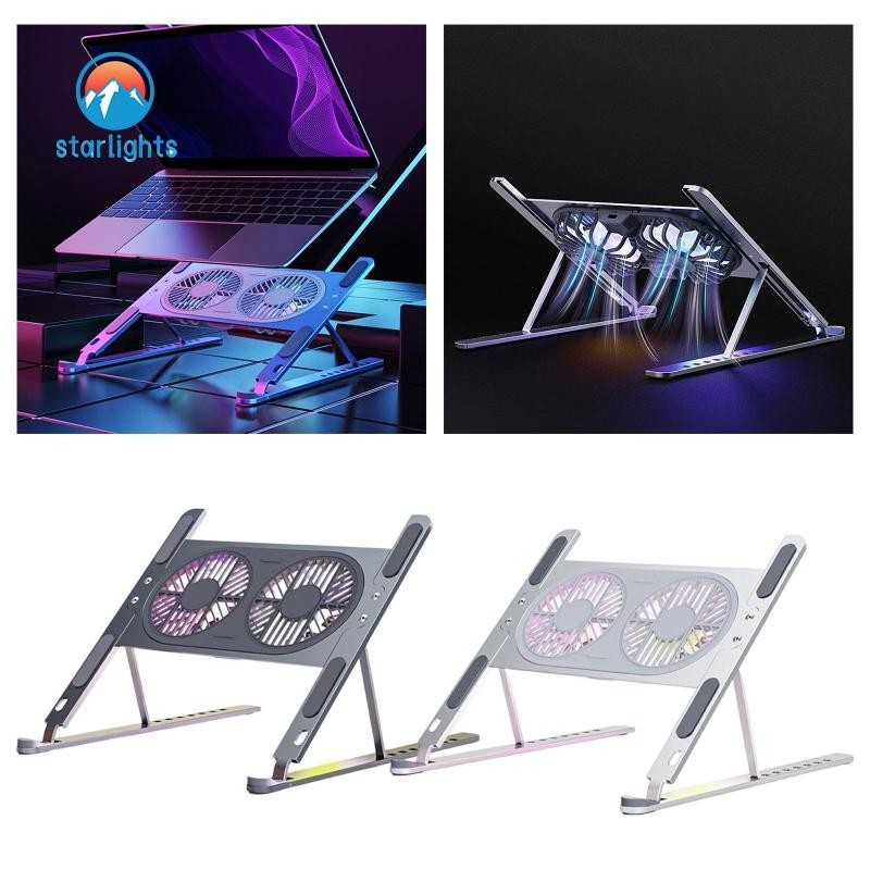 [ Laptop Stand, with Twin Cooling Fans 8 Levels Height Adjustable Anti ...
