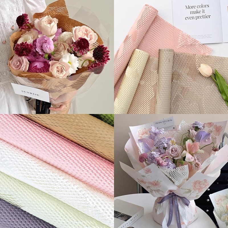 Flower Material Packaging Paper Colorful Honeycomb Flower Wrapper ...