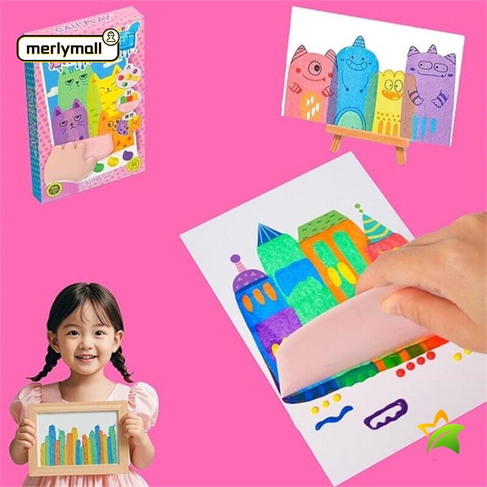 Squeegee Art Kids Paint Kit (One Set-35 Pieces), DIY Rainbow Scratch Art, DIY Christmas Rainbow Scratch Painting, Dot Painting Art Kits for Kids, Squeegee Magic Reveal Craft Kit (2 Sets