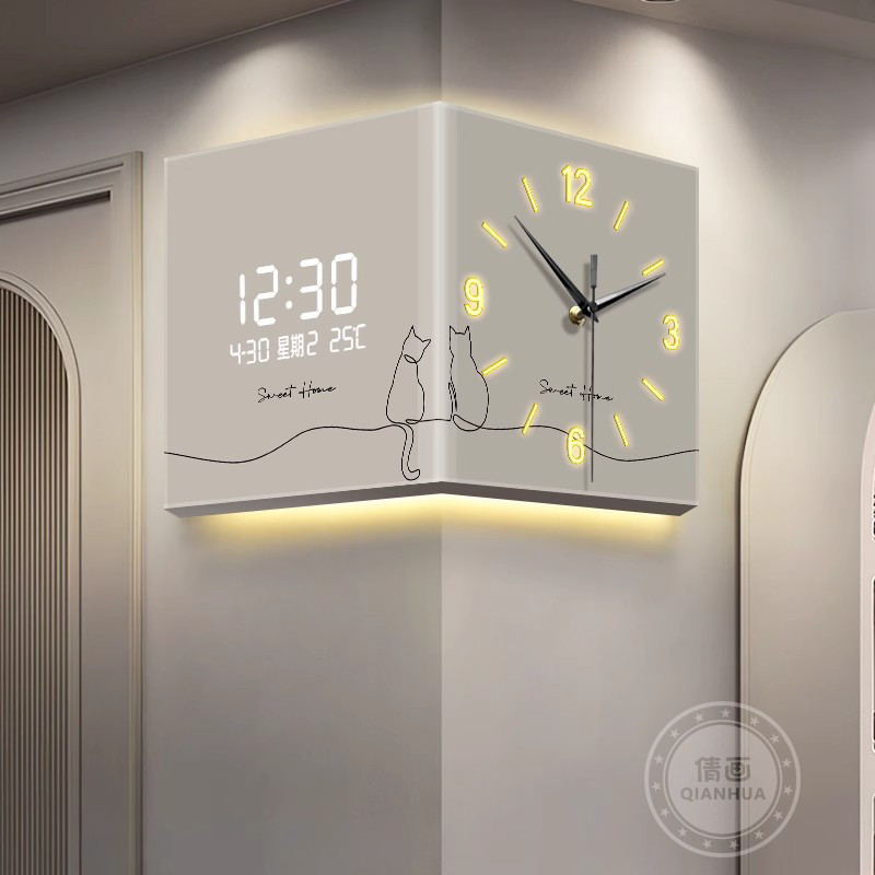 HOT DEAL Minimalist Modern Wall Clock for Living Room Corner Double ...