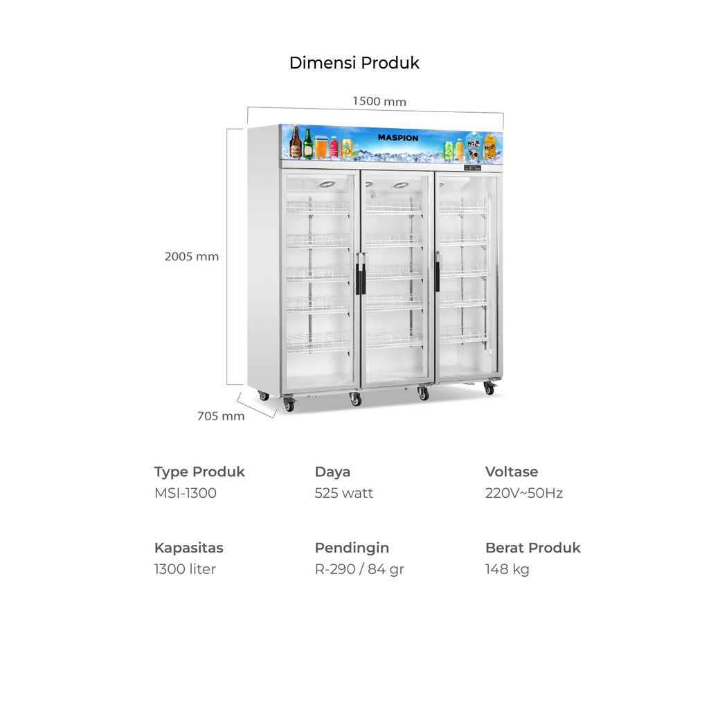 Maspion Lemari Pendingin Showcase 1300 Liter MSI-1300 - Gambar 2