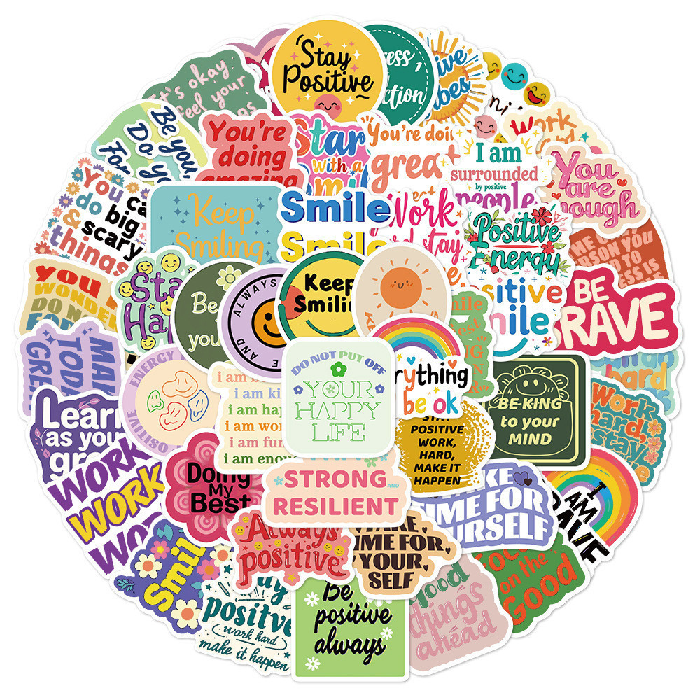 50Pcs/Set Positive Smiling Art Series 01 Stickers DIY Fashion ...